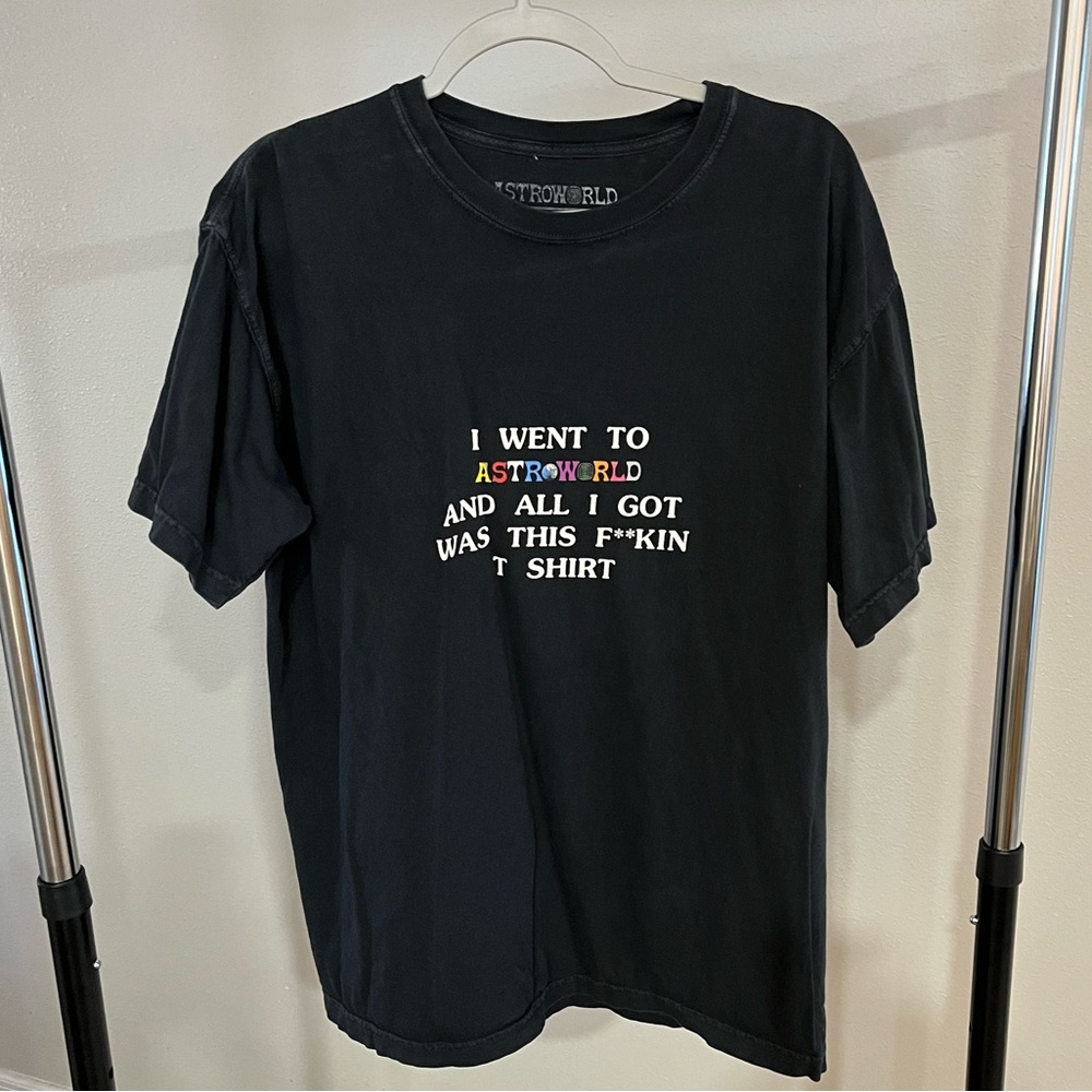 Travis Scott Astroworld Wish You Were Here Shirt Sleeve Black TShirt Larg…